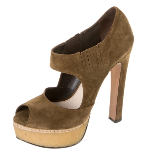 PRADA SUEDE PLATFORM PUMPS - Picture 1 of 10